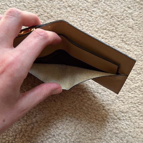 Vintage Holt Renfrew Tan Leather Wallet with Gold Hardware and Black Trim - Picture 6 of 12